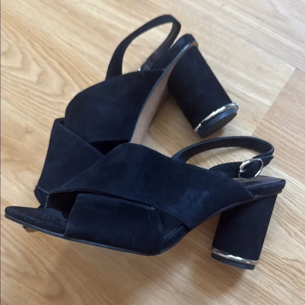 Rebecca Minkoff Heels Sandals Black Suede Slingback Aaiden Size 8